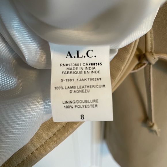 A.L.C. | $1,495 Dree Zip-Front Leather Moto Jacket in Tan/Camel, Size 8 - Picture 9 of 12